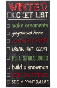 Wooden Christmas Bucket List Wall Decoration - 40 x 20cm