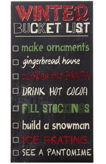 Wooden Christmas Bucket List Wall Decoration - 40 x 20cm