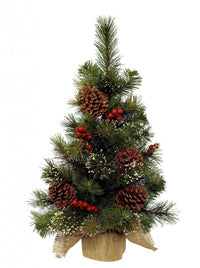 Mini Tabletop Snowy Mini Christmas Tree Berries Pine Cones - 45CM