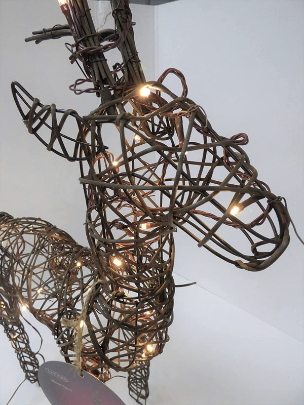 Outdoor Wicker Reindeer Christmas Decoration - Warm White Lights - 83cm