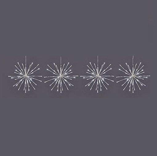 LED Light Up Outdoor Christmas White Sparkle Ball Lights - Pack of 4 - 30cm
