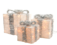 Light Up Christmas Gift Present Boxes - Under Tree Decorations - Set of 3