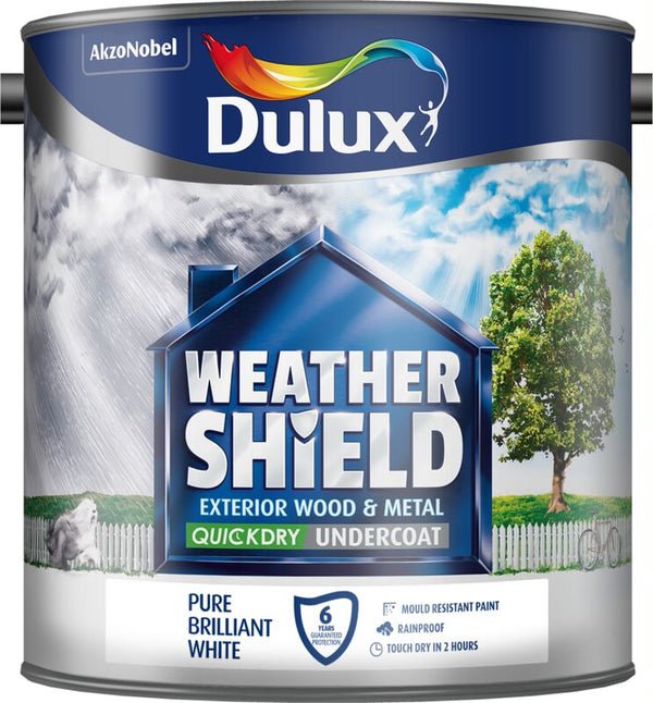 Dulux Weathershield Exterior Undercoat Pure Brilliant White 750ml / 2.5 Litres