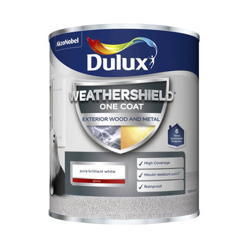 Dulux Weathershield One Coat Exterior Gloss Pure Brilliant White 750ml / 2.5L