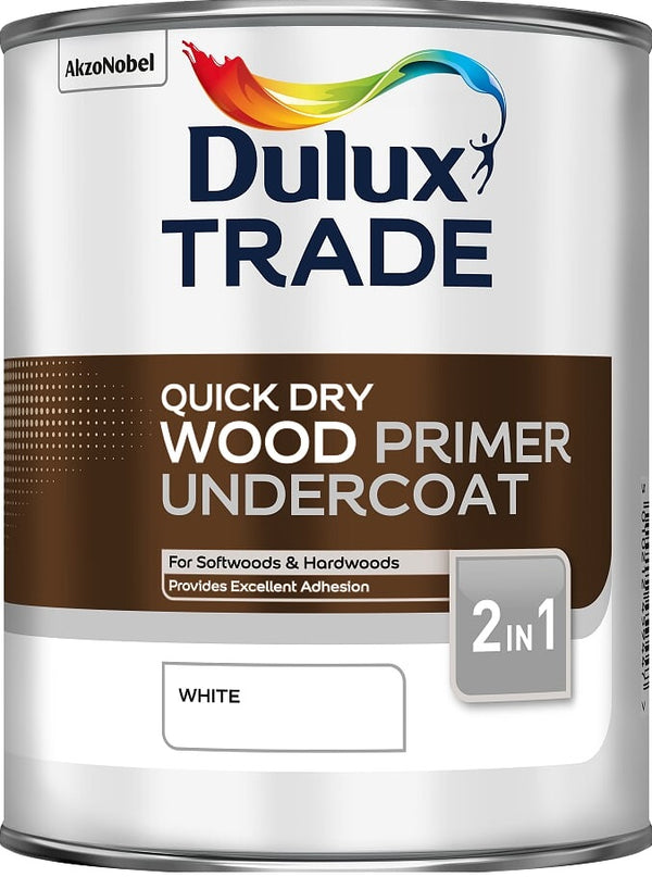Dulux Trade Quick Dry Wood Primer and Undercoat - White - All Sizes