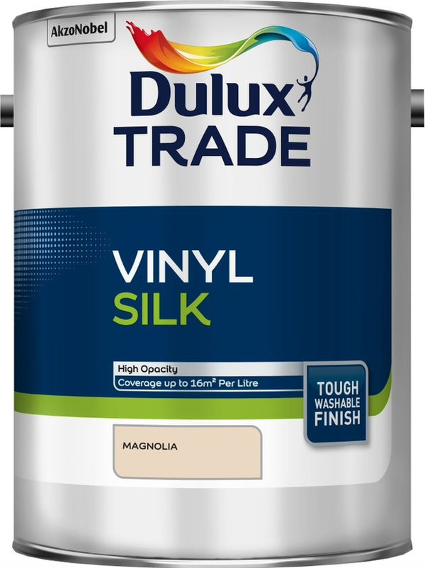 Dulux Trade Vinyl Silk - Pure Brilliant White / White / Magnolia - All Sizes