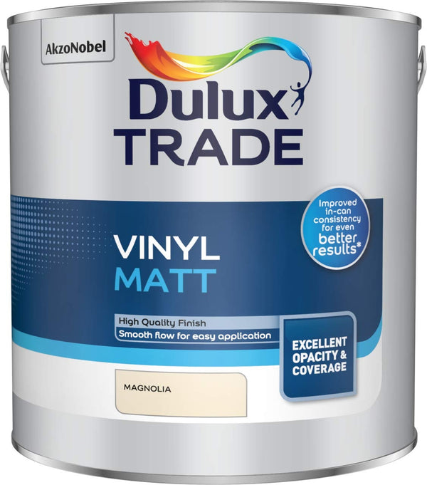 Dulux Trade Vinyl Matt - Brilliant White - White - Black and Colours - 2.5 & 5L