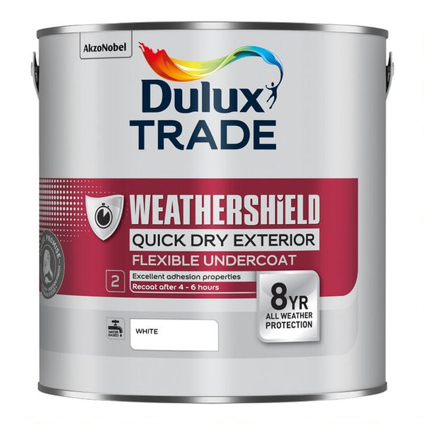 Dulux Trade Weathershield Quick Dry Exterior Satin - Brilliant White - All Sizes