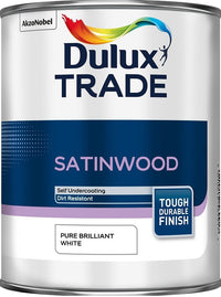 Dulux Trade Satinwood - Pure Brilliant White - 1L / 2.5L / 5 Litres