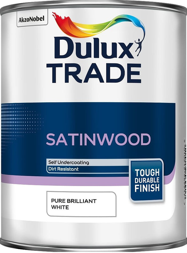 Dulux Trade Satinwood - Pure Brilliant White - 1L / 2.5L / 5 Litres