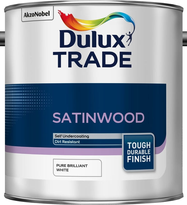 Dulux Trade Satinwood - Pure Brilliant White - 1L / 2.5L / 5 Litres