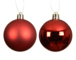 Christmas Tree Baubles, shatterproof, Mixed Shiny & Matt Red - 100mm - 4 Pack
