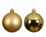 Christmas Tree Baubles, shatterproof, Mixed Shiny & Matt Gold - 100mm - 4 Pack