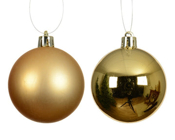 Christmas Tree Baubles, shatterproof, Mixed Shiny & Matt Gold - 100mm - 4 Pack