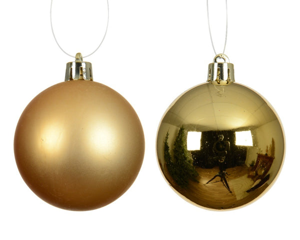 Christmas Tree Baubles, shatterproof, Mixed Shiny & Matt Gold - 100mm - 4 Pack