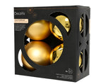 Christmas Tree Baubles, shatterproof, Mixed Shiny & Matt Gold - 100mm - 4 Pack