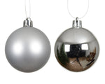 Christmas Tree Baubles, shatterproof, Mixed Shiny & Matt Silver - 100mm - 4 Pack
