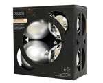 Christmas Tree Baubles, shatterproof, Mixed Shiny & Matt Silver - 100mm - 4 Pack