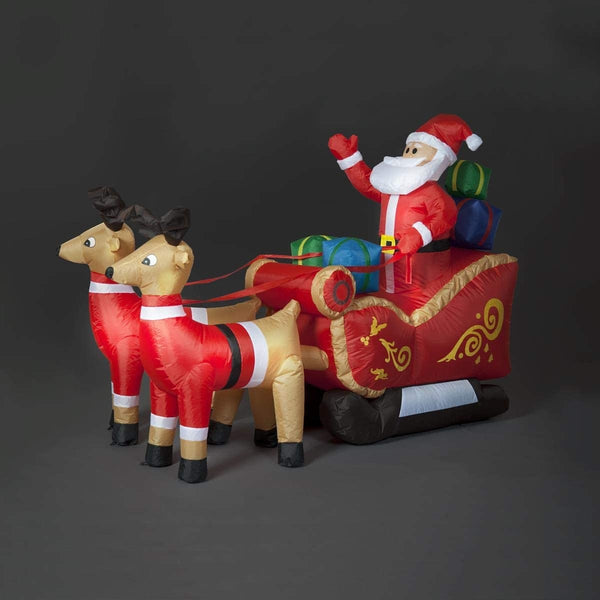 Snowtime 2.4m Giant Inflatable Santa & Reindeer with Sleigh Christmas Display