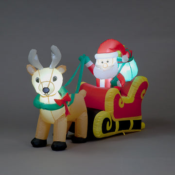 Snowtime 103cm Giant Inflatable Santa & Reindeer with Sleigh Christmas Display