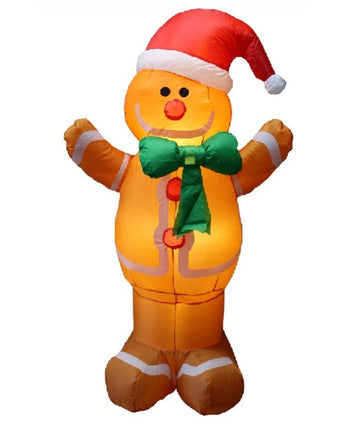 Snowtime 2.4M Giant Inflatable Gingerbread Man Christmas Display - White Led's