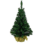 Artificial Mini Christmas Festive Tree Green In Jute Bag - Various Sizes