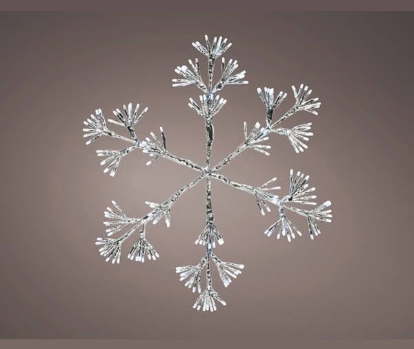Christmas Silver Starburst Snowflake Decoration 336 White LEDs - 78cm