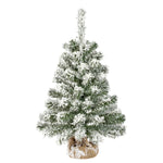 Artificial Snowy Imperial Mini Christmas Festive Tree Green In Jute Bag - 90cm