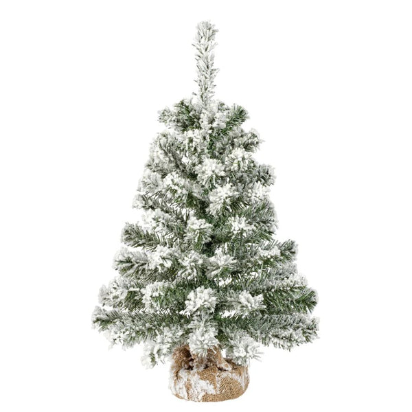Artificial Snowy Imperial Mini Christmas Festive Tree Green In Jute Bag - 90cm