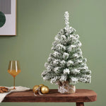 Artificial Snowy Imperial Mini Christmas Festive Tree Green In Jute Bag - 90cm