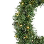 Battery Operated Green Christmas Door Wreath - Warm White Lights - 50cm Diameter