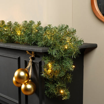 Battery Imperial Pine Christmas Garland - Warm White Lights - 270cm x 25cm
