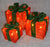 Set of 3 Light Up Light up Gift Boxes / Presents with Green Bows - Red Parcels