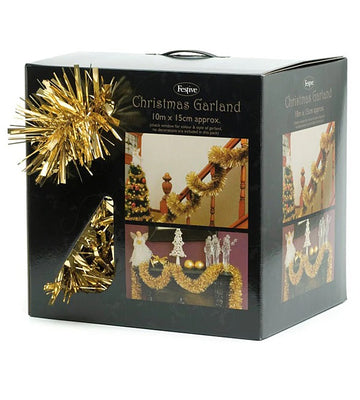Festive Christmas 1000cm approx 15cm Chunky / Fine cut Tinsel - Gold