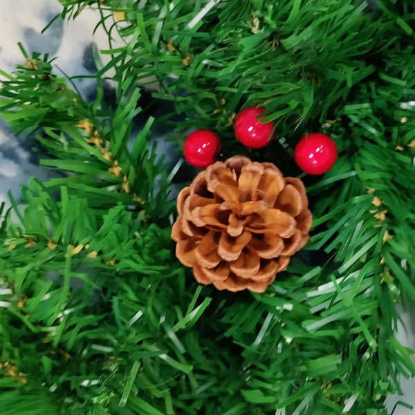 Red Berry & Pine Cones Green Decorative Christmas Garland - 2.7m x 12cm