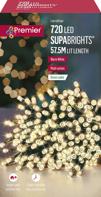Multi Action Supabrights Christmas Timer Fairy Lights - 720 Leds - Warm White