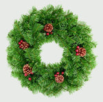 Green Christmas Door Wreath with Berries & Cones Decoration - 50cm