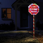Christmas Light Up Santa Stop Here Sign - 1.1 Meter High