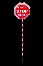Christmas Light Up Santa Stop Here Sign - 1.1 Meter High