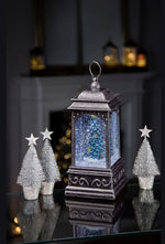 Premier Christmas Robins On Tree Glitter Water Spinner Lantern Decoration