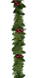 Holly & Berry Decorative Christmas Garland Tinsel - 2.7m x 12cm