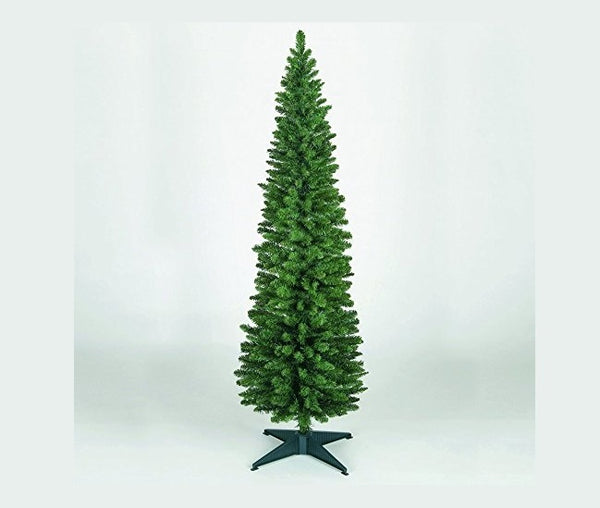 Snowtime Wrapped Pencil Pine Christmas Tree - Green - 4ft - 120cm