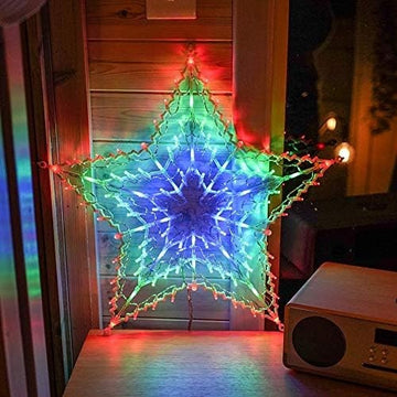Festive 100 Multi Coloured Led Window Light Star Christmas Decoration - 50cm