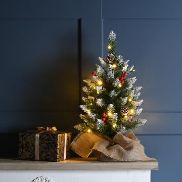 Festive Pre Lit Berry and Cone Table Christmas Tree - 60cm
