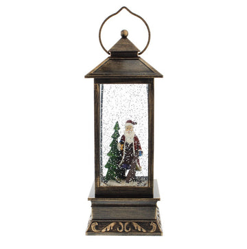Festive 27cm Battery Operated Christmas Led Water Spinner Lantern - Santa Scene