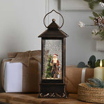 Festive 27cm Battery Operated Christmas Led Water Spinner Lantern - Santa Scene