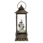 Festive 27cm Battery Operated Christmas Led Water Spinner Lantern Snowman Scene