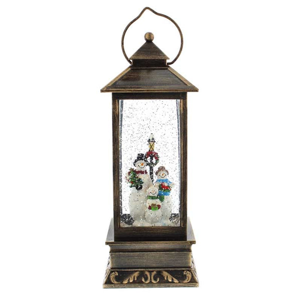 Festive 27cm Battery Operated Christmas Led Water Spinner Lantern Snowman Scene