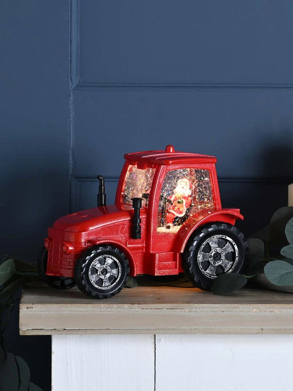 Festive 15cm Battery Operated Christmas Led Water Spinner Tractor