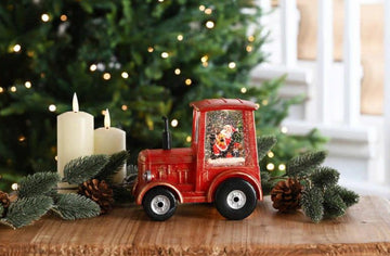 Festive 15cm Battery Operated Christmas Led Water Spinner Tractor